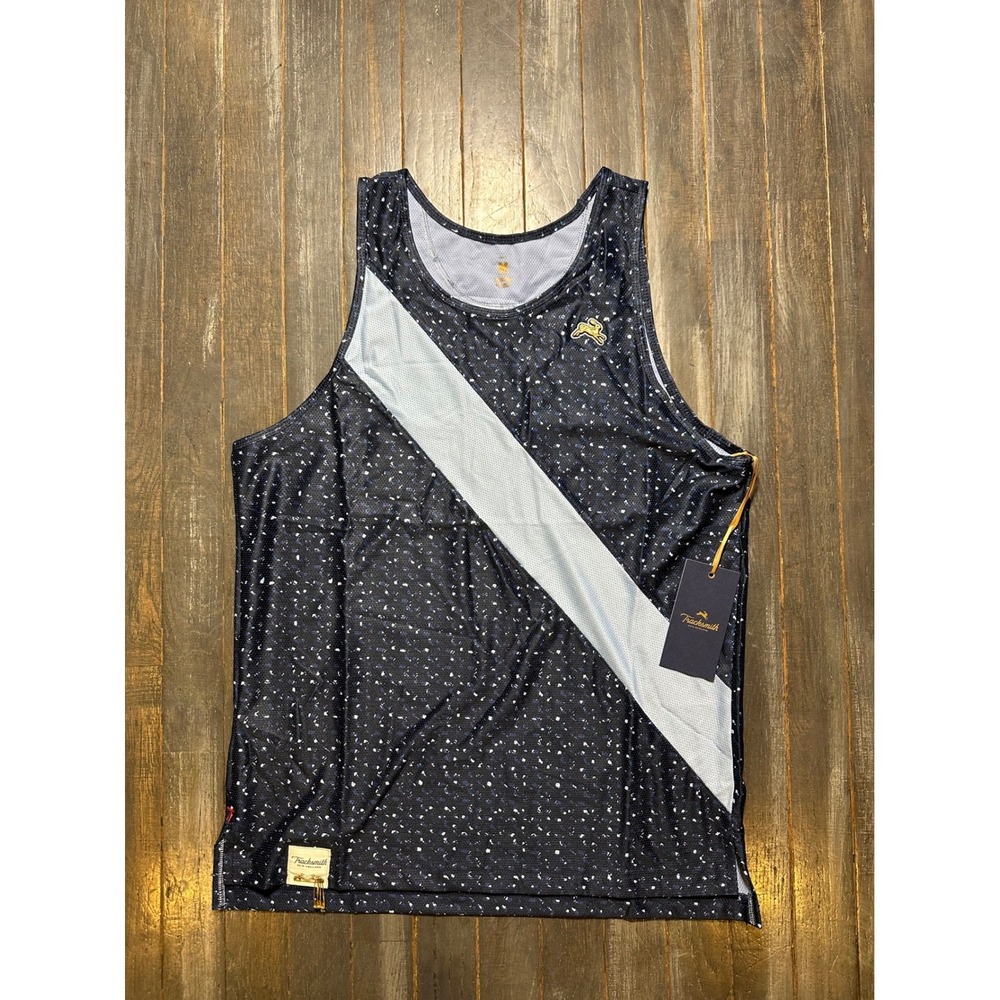 Tracksmith Van Cortlandt Singlet Navy Print Running Tank